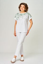 Блуза Rumoda арт. 2258 (короткий рукав) белый-зеленый
