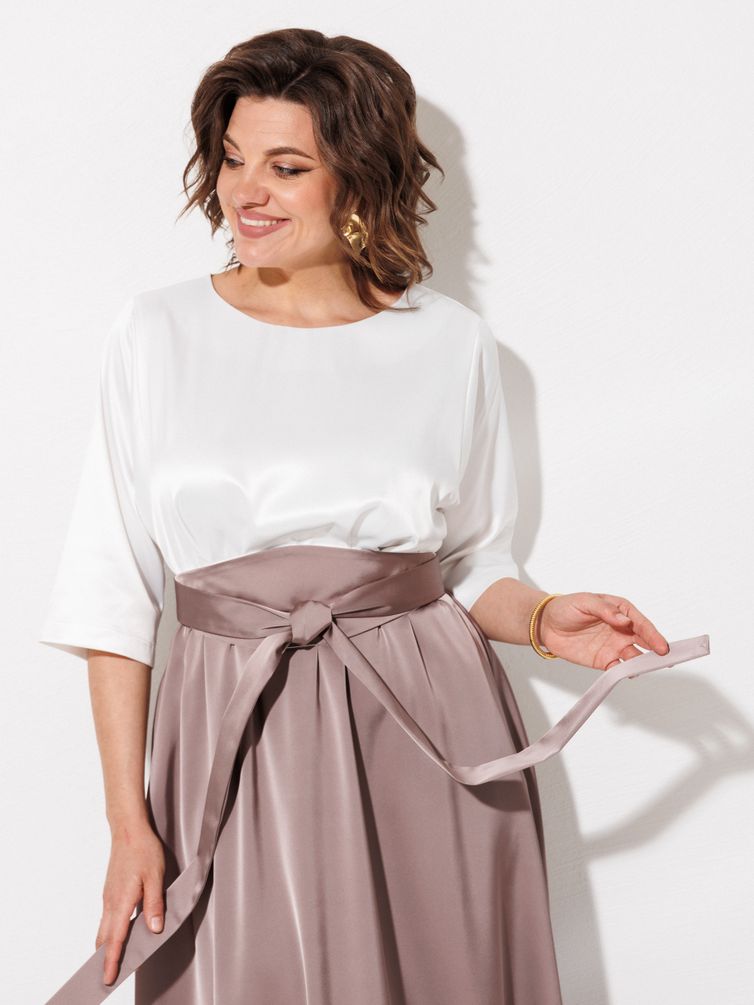 Платье Anastasia MAK арт. 1229 жемчужный+капучино