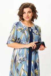 Sukienka Michel Chic #2168 goluboj, cvety