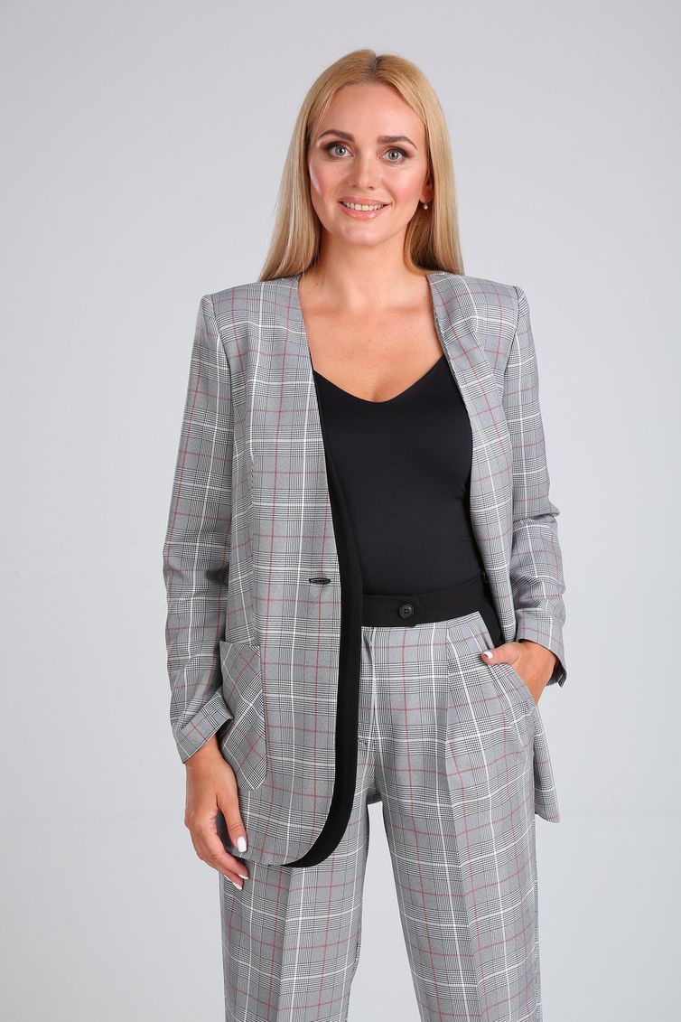 Костюм Vilena-fashion арт. 726 серая клетка+красная полоска