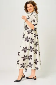 Dress Milora #1451 molochnyj/ temnye cvety