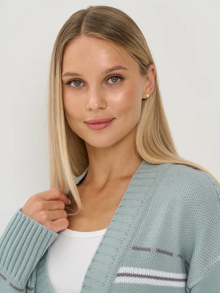 Кардиган Newvay арт. 9242-91045 тополь серебристый/бел/титаниум