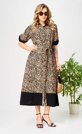 Платье Ava fashion М-194 черный-бежевый