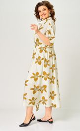 Платье Milora 1451 молочный/ горчичные цветы