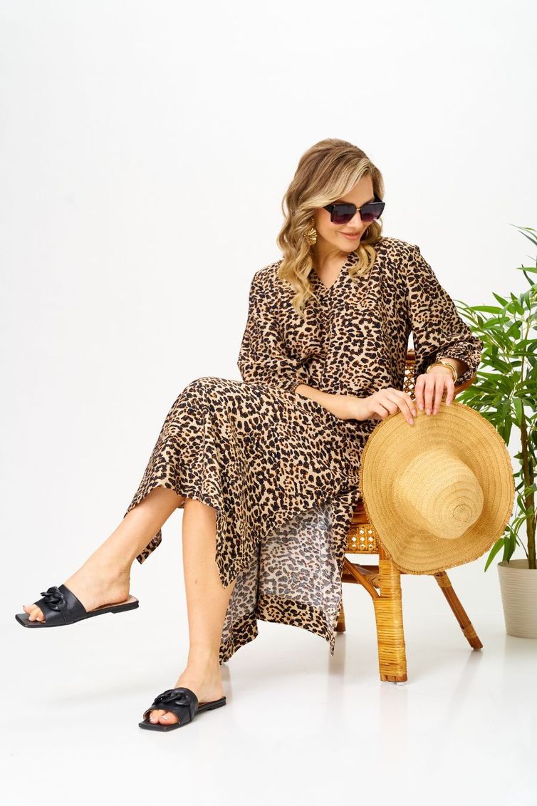 Платье Ava fashion арт. М-191 коричневый-бежевый