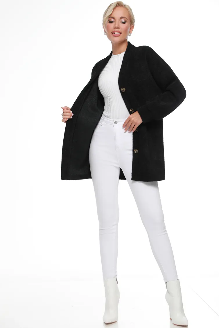 Sweter DS Trend #Kr-0150-0291-02 (teplyj chernyj na pugovicax)