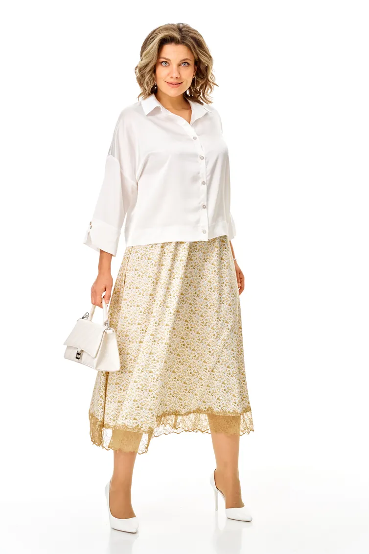 Set Anastasia #1322 belyj+cvety