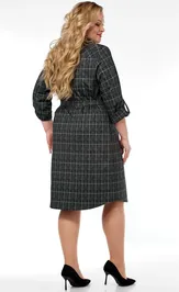Dress LadyThreeStars 2473 kletka s izumrudnym
