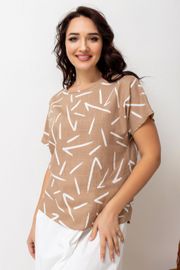 Bluzka TOOK A LOOK & Angelika #TB-97l bezh-geometriya