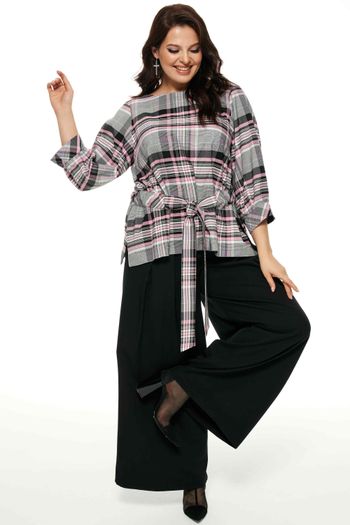 3052 чёрный+ клетка розовый