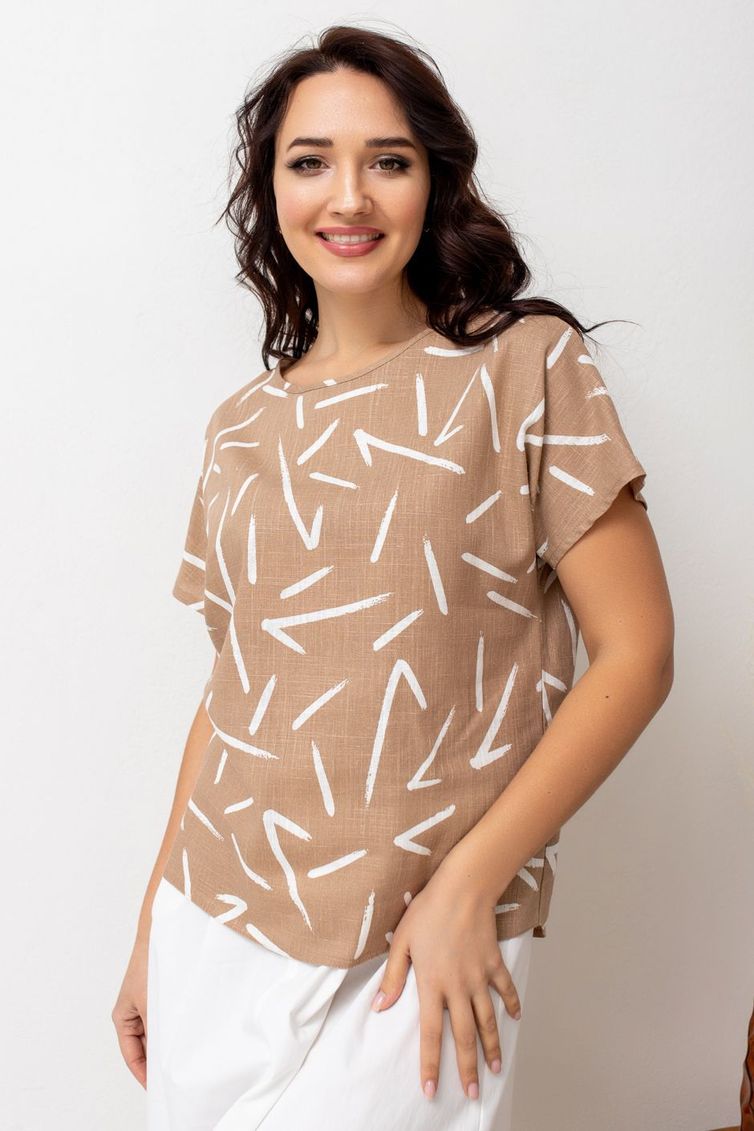 Bluzka TOOK A LOOK & Angelika #TB-97l bezh-geometriya