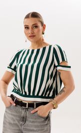 Блуза Anelli Laurel 1894 зеленая полоска