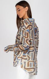 Blouse VIZAVI 725 bezhevyj+korichnevyj+goluboj