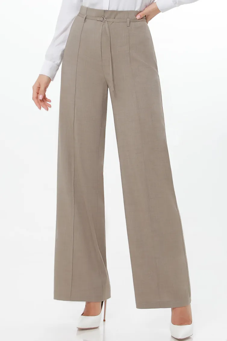 Spodnie DS Trend #Br-0199-0409 (bezhevye pryamye so strelkami)