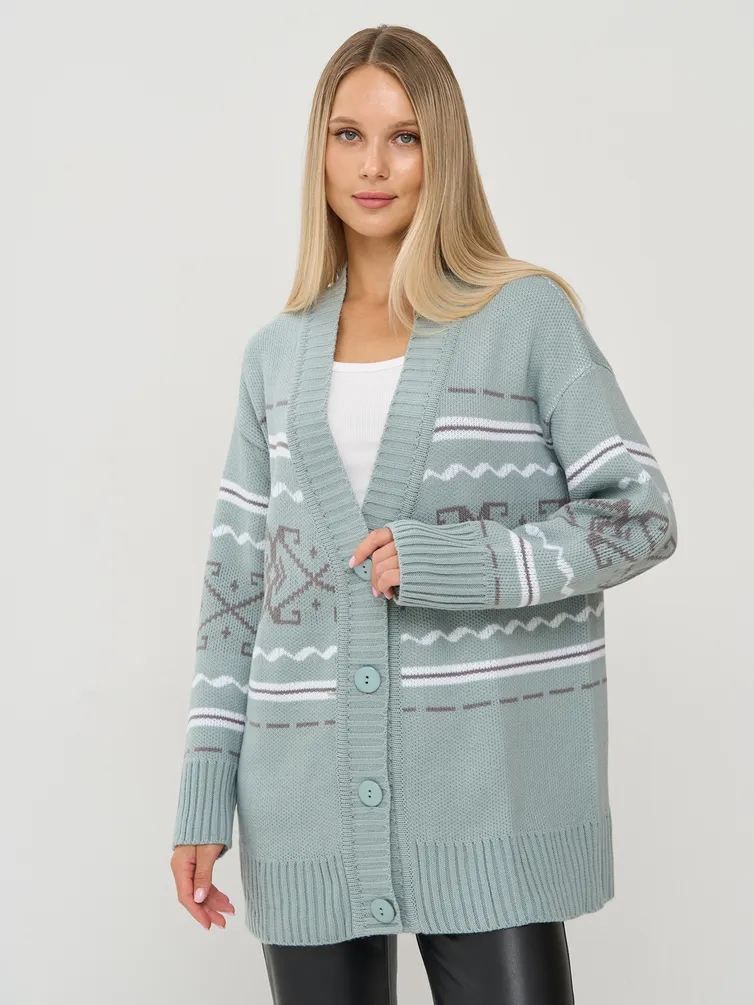 Кардиган Newvay арт. 9242-91045 тополь серебристый/бел/титаниум