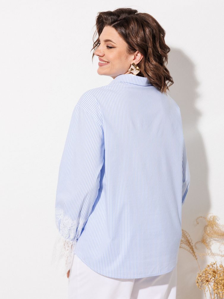 Блузка Anastasia MAK арт. 1352 голубой+полоска