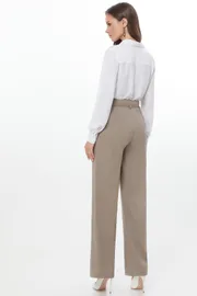 Spodnie DS Trend #Br-0199-0409 (bezhevye pryamye so strelkami)