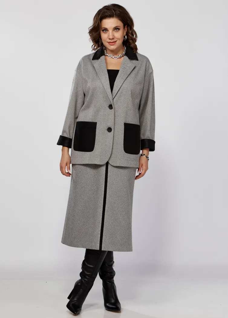 Żakiet Ava fashion #M-090 seryj