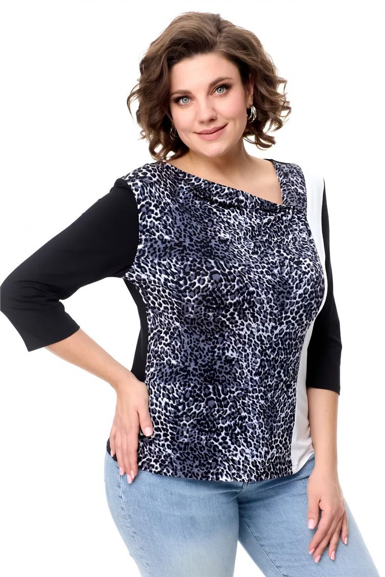 Блуза Abbi арт. 4029 черно-белая с принтом