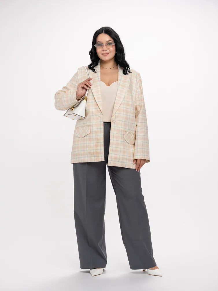 Żakiet FASHION CENTRE #L-3957/Molochnyj v kletku