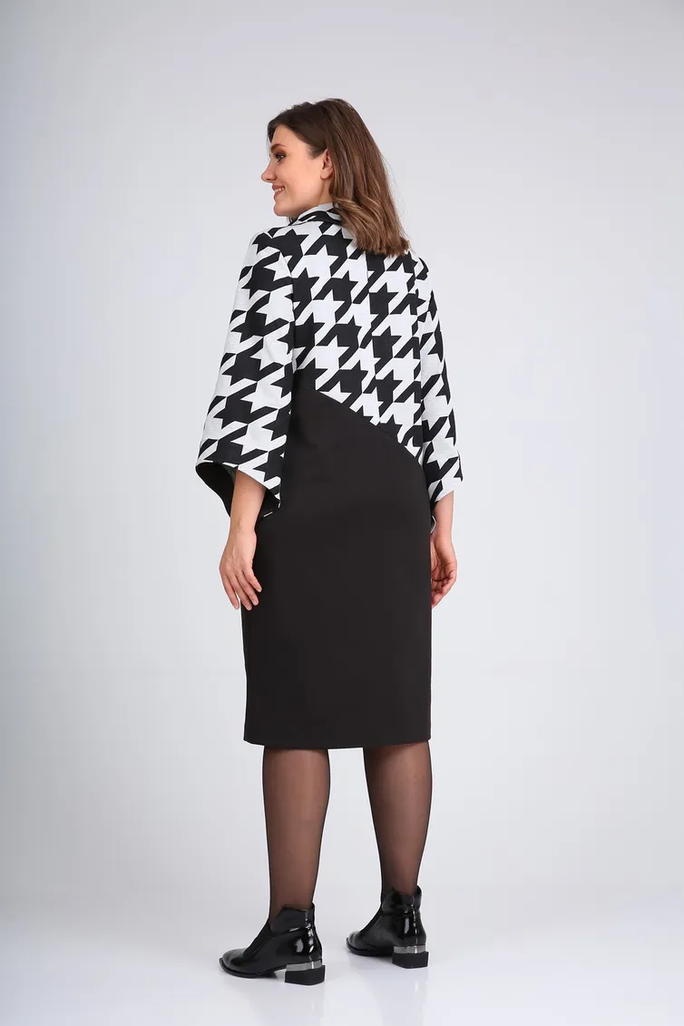 Sukienka Vilena-fashion #678 gusinaya lapka+chernyj