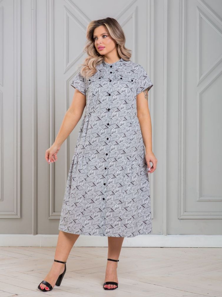 Dress NOVITA #1338-1 seryj