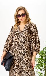 Платье Ava fashion М-191 коричневый-бежевый