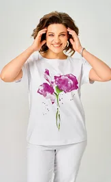 Блузки, туники Rumoda 2061 (короткий рукав) белая лаванда