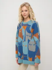 Джемпер Newvay арт. 9242-94137 грозовое небо/деним/абрикосовый пунш
