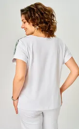 Bluzka Rumoda 2258 (korotkij rukav) belyj-zelenyj