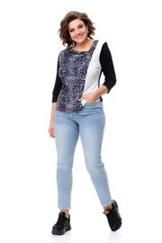 Блуза Abbi арт. 4029 черно-белая с принтом