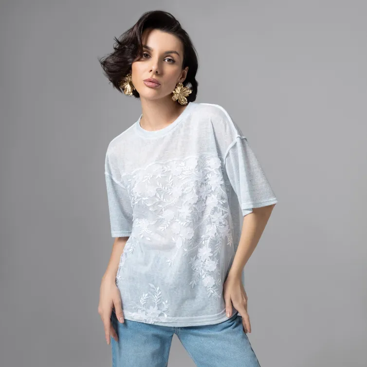T-Shirt CHARUTTI #Budu tebe snitsya (goluboj melanzh)