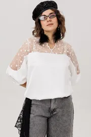 Blouse Anelli Laurel #1790 farforovoe kruzhevo