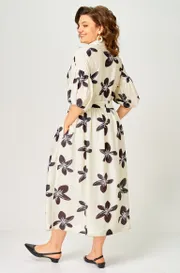 Dress Milora #1451 molochnyj/ temnye cvety