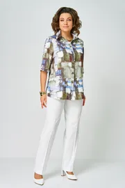 Bluzka BelElStyle #881-336 goluboj dizajn