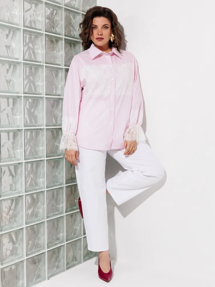 Bluzka Anastasia MAK #1352 rozovyj+poloska