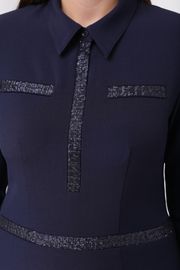 Dress Linia L #B-1672 temno-sin