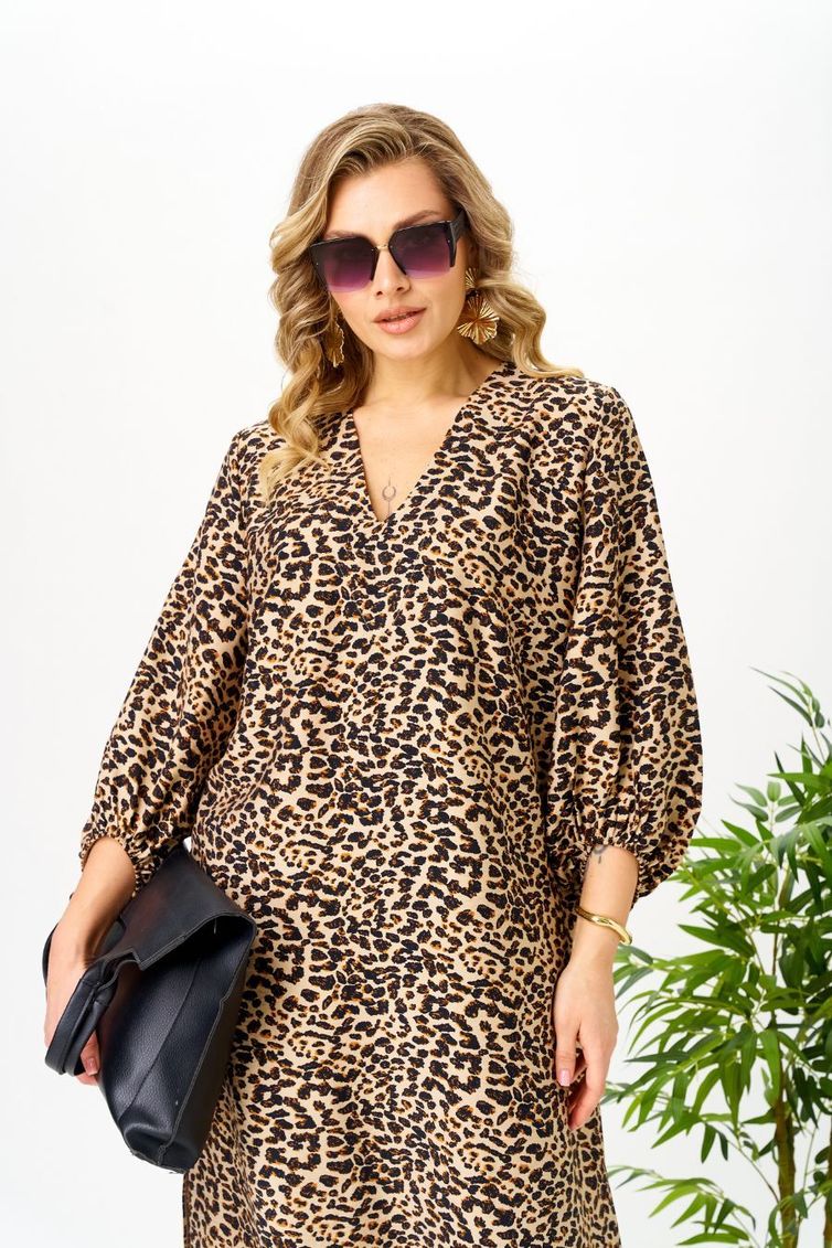 Платье Ava fashion арт. М-191 коричневый-бежевый