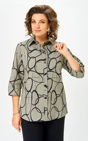 Bluzka BelElStyle #877-326 oliva/chernyj