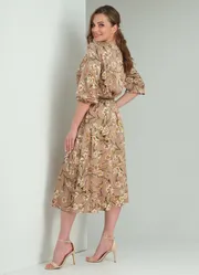Sukienka Vilena-fashion #800 kapuchino+cvety