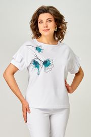 Футболка Rumoda арт. 2069 (короткий рукав) белый/бирюза