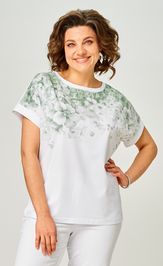Блуза Rumoda 2258 (короткий рукав) белый-зеленый