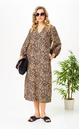 Платье Ava fashion М-191 коричневый-бежевый