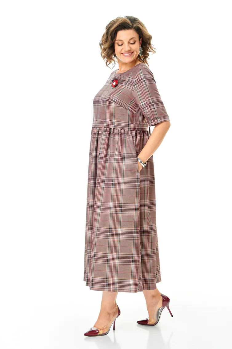Sukienka Michel Chic #2132-2 brusnichnyj, kletka