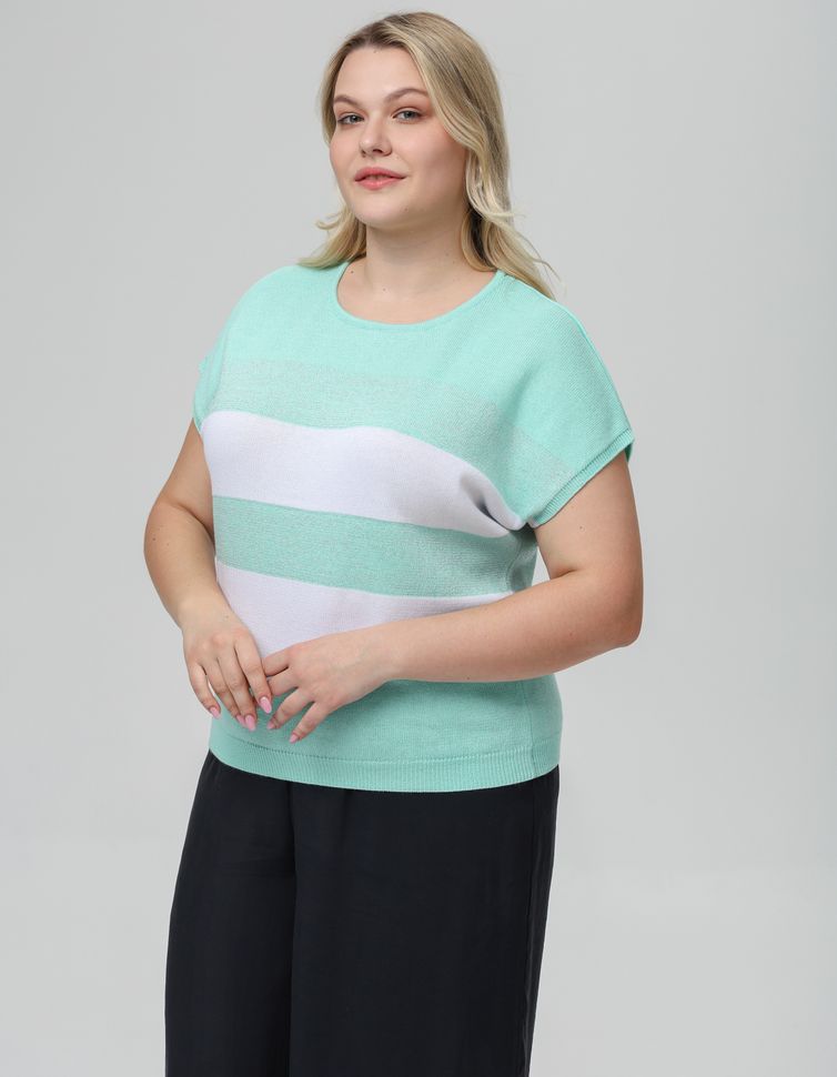 Джемпер Romgil арт. РВ0516-ХМ4 бирюзовый, белый, серебро