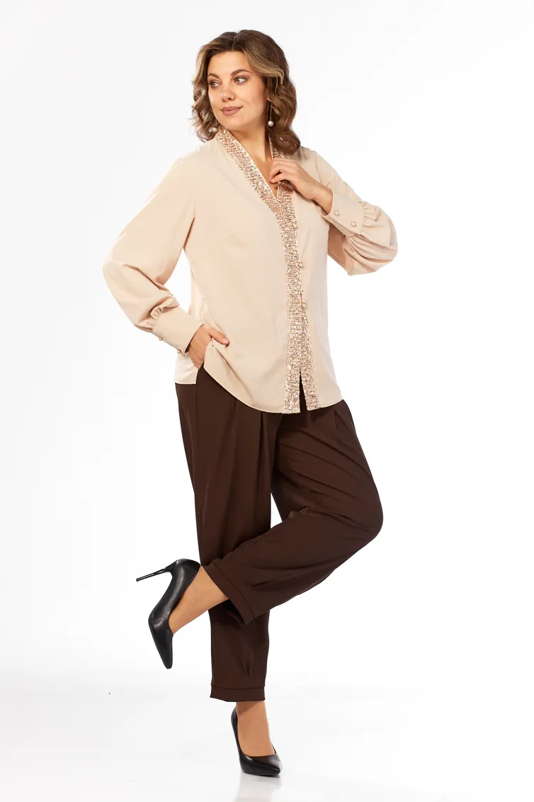 Bluzka Olga Style #S1049 kapuchino