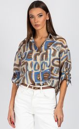 Blouse VIZAVI 725 bezhevyj+korichnevyj+goluboj