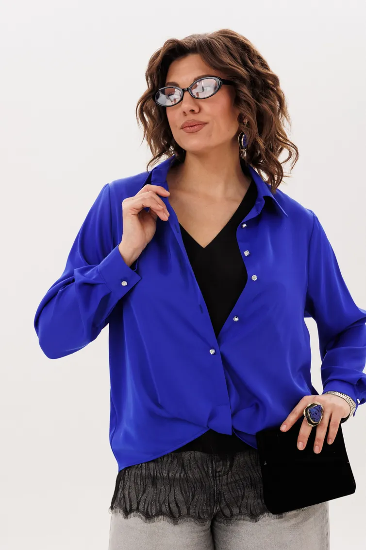 Blouse Anelli Laurel #1663 oslepitelno sinij