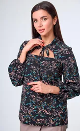 Blouse Anelli Laurel 1028 chernyj v cvety