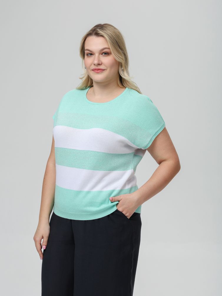 Джемпер Romgil арт. РВ0516-ХМ4 бирюзовый, белый, серебро